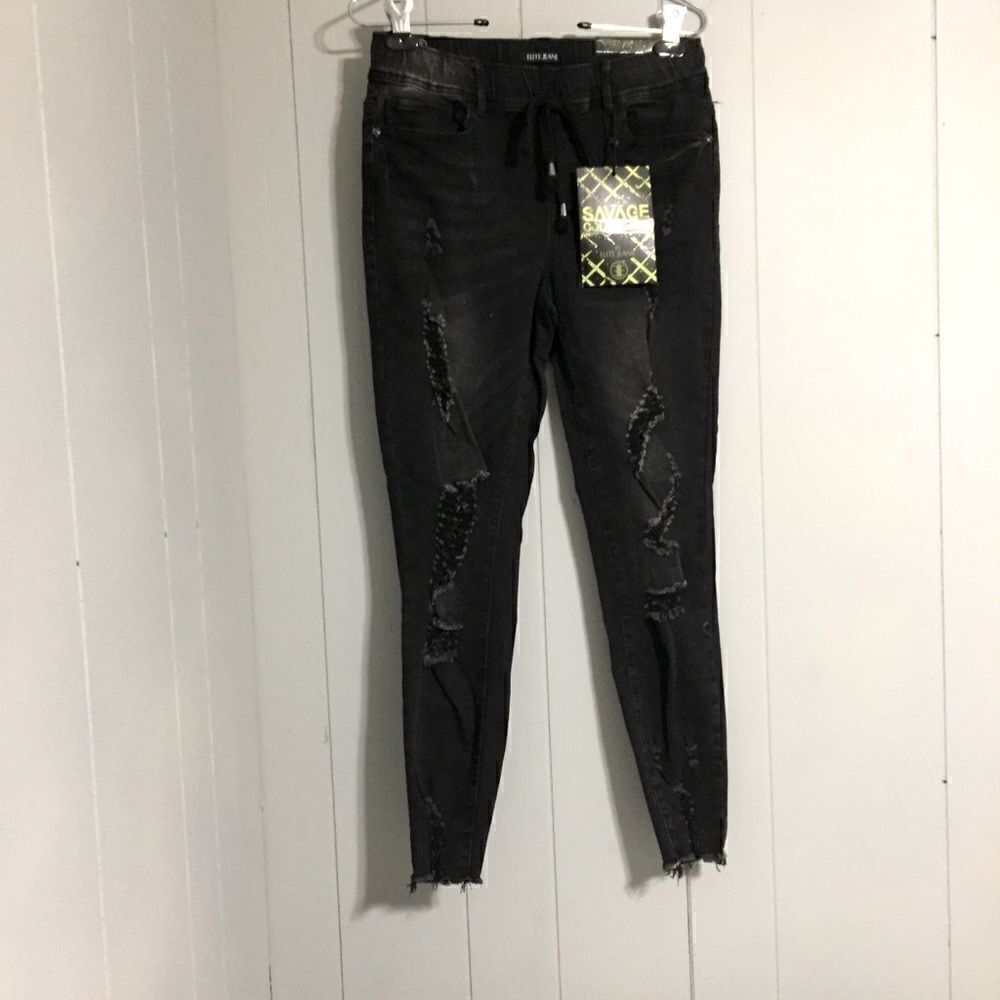 Elite Jeans High Rise Ankle Savage Black M